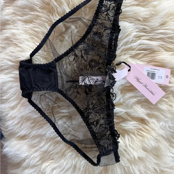 Agent Provocateur Jayce Floral Lace Brief - Black BNWT - size 4 - Picture 5 of 5